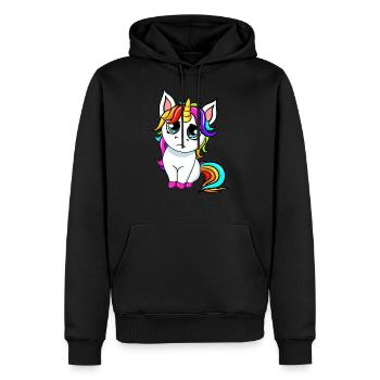 Petite licorne triste - Sweat à capuche Premium bio Homme - noir - Devant - Nico (187cm)