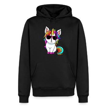 Petite licorne mignonne avec Sunglasess - Sweat à capuche Premium bio Homme - noir - Devant - Nico (187cm)