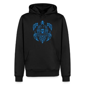 Maori Bleu Tribal Tortue Animaux - Sweat à capuche Premium bio Homme - noir - Devant - Nico (187cm)