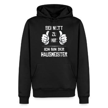 Hausmeister Spruch Geschenk - Männer Premium Bio Hoodie - Schwarz - Vorne - Nico (187cm)