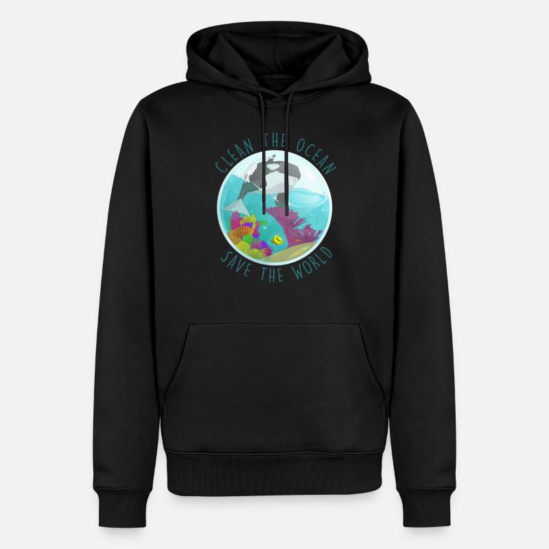 safe the ocean terre animal turtle durable - Sweat à capuche Premium bio Homme - noir