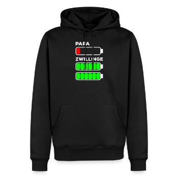 Papa Zwillinge Vater Akku leer Batterie Lustig - Männer Premium Bio Hoodie - Schwarz - Vorne - Nico (187cm)