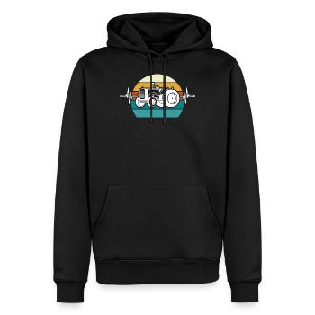 Herzschlag Trecker - Männer Premium Bio Hoodie - Schwarz - Vorne - Nico (187cm)
