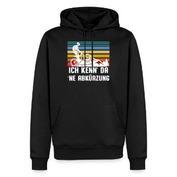 Ich kenn da ne Abkürzung - Männer Premium Bio Hoodie - Schwarz - Vorne - Nico (187cm)