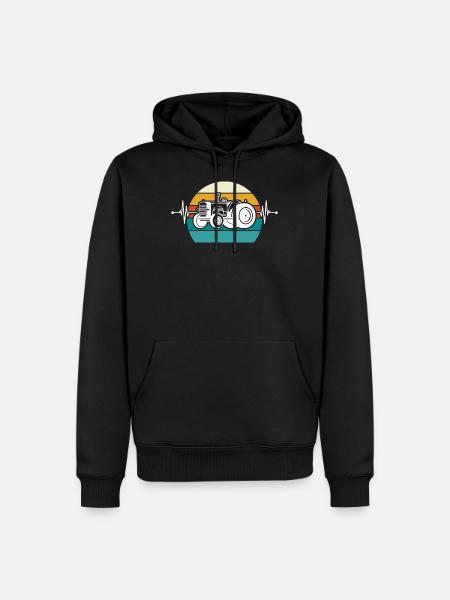 Heartbeat tractor - Men’s Premium Organic Hoodie - black