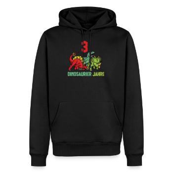 Dinosaures 3 ans anniversaire de garçon - Sweat à capuche Premium bio Homme - noir - Devant - Nico (187cm)