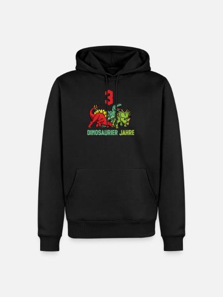 Dinosaur 3 Years Boy Birthday - Men’s Premium Organic Hoodie - black
