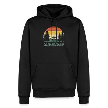 Schwarzwald Wandern Motorrad Wald Geschenkidee - Männer Premium Bio Hoodie - Schwarz - Vorne - Nico (187cm)