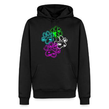 Neon-Paw Design - Männer Premium Bio Hoodie - Schwarz - Vorne - Nico (187cm)