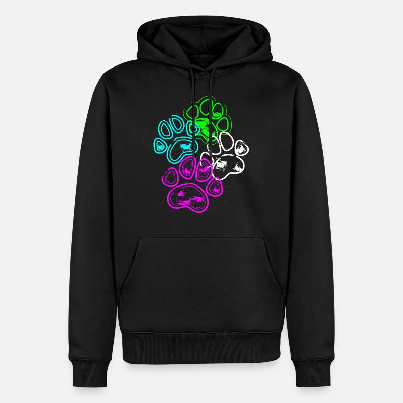Neon-Paw Design - Männer Premium Bio Hoodie - Schwarz