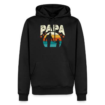 Papa Vintage - Sweat à capuche Premium bio Homme - noir - Devant - Nico (187cm)
