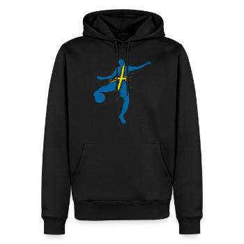 Suède Maillot de Football Drapeau Blagult - Sweat à capuche Premium bio Homme - noir - Devant - Nico (187cm)