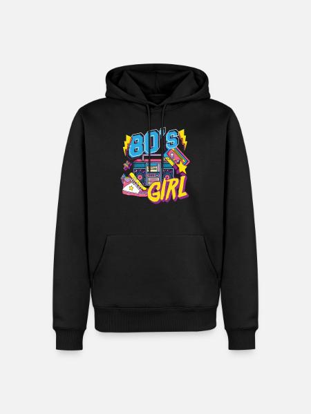 80s girls theme party gift - Men’s Premium Organic Hoodie - black