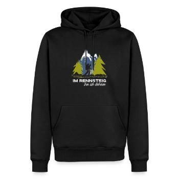 Rennsteig - Männer Premium Bio Hoodie - Schwarz - Vorne - Nico (187cm)