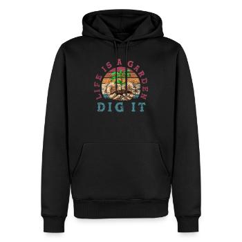 Leben Garten Gärtner - Männer Premium Bio Hoodie - Schwarz - Vorne - Nico (187cm)