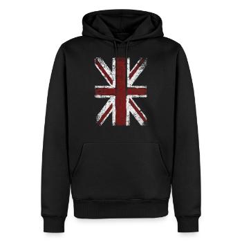 Union Jack Vintage Großbritannien Flagge Used Look - Männer Premium Bio Hoodie - Schwarz - Vorne - Nico (187cm)