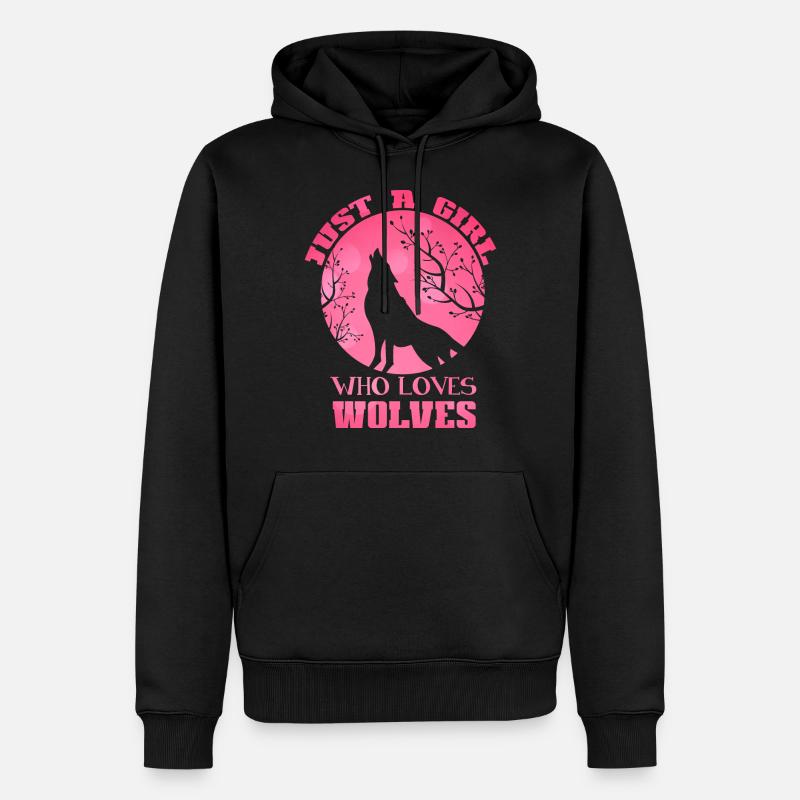 Wolf - Männer Premium Bio Hoodie - Schwarz