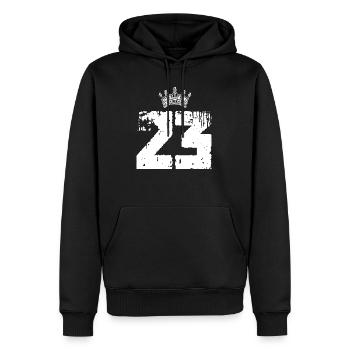 23 Couronne de nombre - Sweat à capuche Premium bio Homme - noir - Devant - Nico (187cm)