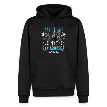 Marseillais cadeau idée le mythe la légende - Sweat à capuche Premium bio Homme - noir - Devant - Nico (187cm)