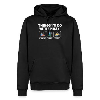 things to do with cats pussy katze kätzchen cat - Männer Premium Bio Hoodie - Schwarz - Vorne - Nico (187cm)