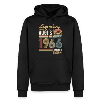 Légendaire depuis août 1966 Anniversaire rétro - Sweat à capuche Premium bio Homme - noir - Devant - Nico (187cm)