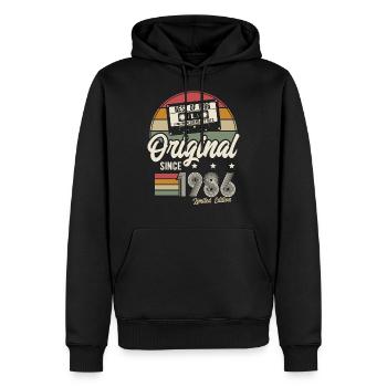 Original depuis 1986 Vintage Retro Anniversaire - Sweat à capuche Premium bio Homme - noir - Devant - Nico (187cm)