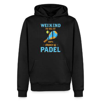Prévisions week-end Paddle Tennis Padel impression - Sweat à capuche Premium bio Homme - noir - Devant - Nico (187cm)