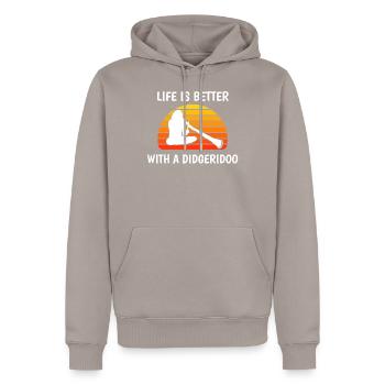 Life Is Better Aboriginal Music Instrument - Sweat à capuche Premium bio Homme - taupe - Devant - Nico (187cm)