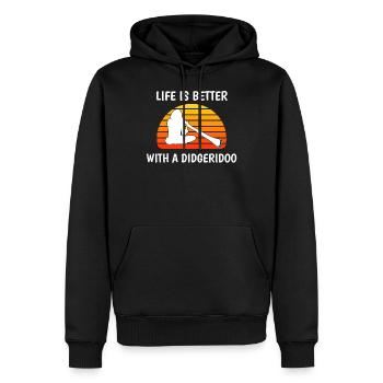 Das Leben ist besser Aborigine-Musikinstrument - Männer Premium Bio Hoodie - Schwarz - Vorne - Nico (187cm)