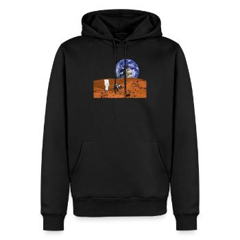 vue de la lune sur la terre avec astronaut rover - Sweat à capuche Premium bio Homme - noir - Devant - Nico (187cm)