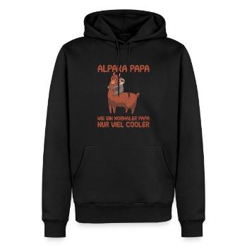 Alpaka Papa - Männer Premium Bio Hoodie - Schwarz - Vorne - Nico (187cm)