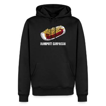 Ruhrpott Carpaccio Bratwurst Fan BBQ - Männer Premium Bio Hoodie - Schwarz - Vorne - Nico (187cm)