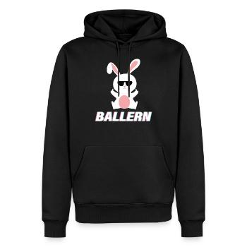 Cooler Rave Techno Hase Mittelfinger - Männer Premium Bio Hoodie - Schwarz - Vorne - Nico (187cm)