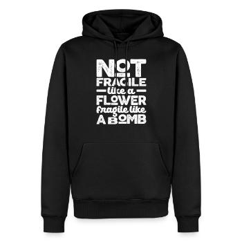 Nicht zerbrechlich wie eine Blume Zerbrechlich wie eine Bombe - Männer Premium Bio Hoodie - Schwarz - Vorne - Nico (187cm)
