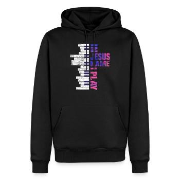 Piano Jésus Chrétiens Foi - Sweat à capuche Premium bio Homme - noir - Devant - Nico (187cm)