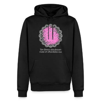 Um Stress abzubauen male ich Mandalas aus - Männer Premium Bio Hoodie - Schwarz - Vorne - Nico (187cm)