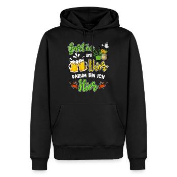 Garten und Bier Darum Bin Ich Hier - Männer Premium Bio Hoodie - Schwarz - Vorne - Nico (187cm)