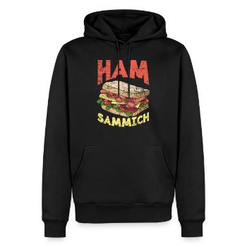 Jambon Pain Sandwich drôle - Sweat à capuche Premium bio Homme - noir - Devant - Nico (187cm)