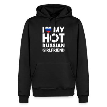 I love my hot Russian Girlfriend - Sweat à capuche Premium bio Homme - noir - Devant - Nico (187cm)