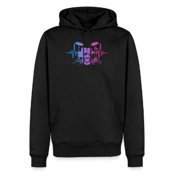 Battement cardiaque batteur Puls Drummer - Sweat à capuche Premium bio Homme - noir - Devant - Nico (187cm)