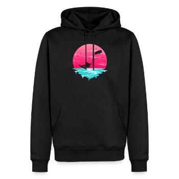 Retro Sunrise Kitesurfer Silhouette Kiteboard Kite - Men’s Premium Organic Hoodie - black - Front - Nico (187cm)