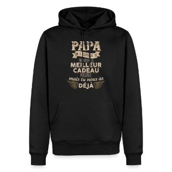 Papa Vatertagsgeschenk Kinderhumor - Männer Premium Bio Hoodie - Schwarz - Vorne - Nico (187cm)