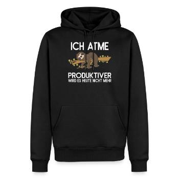 Fauler Faulenzer Relax Faultier Spruch Ich atme - Männer Premium Bio Hoodie - Schwarz - Vorne - Nico (187cm)