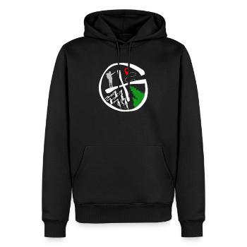 Géocacheurs à la recherche de Cache Logo Geocaching Fans - Sweat à capuche Premium bio Homme - noir - Devant - Nico (187cm)