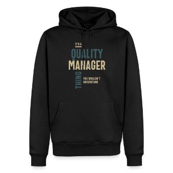 C’est un cadeau de titre d’emploi de gestionnaire de qualité - Sweat à capuche Premium bio Homme - noir - Devant - Nico (187cm)