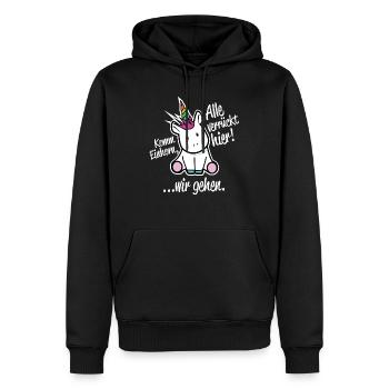 All crazy Here, come unicorn we go - Men’s Premium Organic Hoodie - black - Front - Nico (187cm)