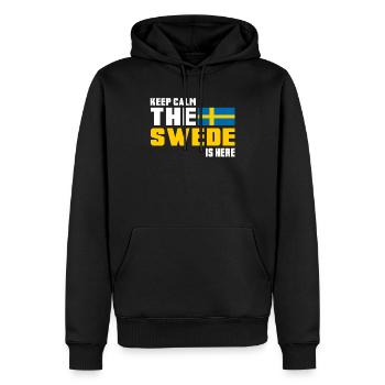 Keep Calm The Swede is Here/ Sweden Gift - Men’s Premium Organic Hoodie - black - Front - Nico (187cm)