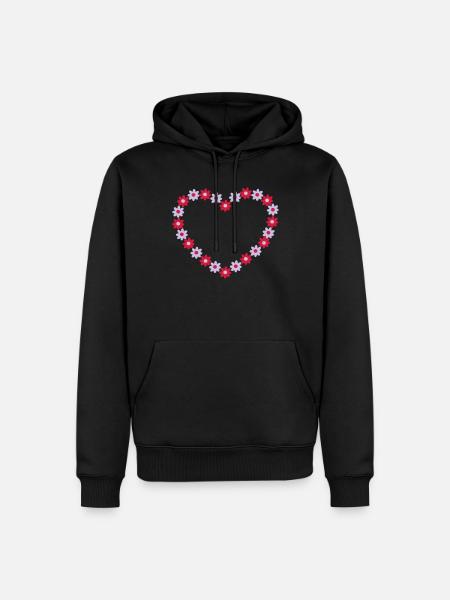 Blume Herz - Männer Premium Bio Hoodie - Schwarz