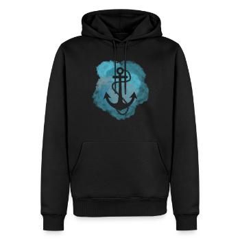 Aquarelle Ancre - Sweat à capuche Premium bio Homme - noir - Devant - Nico (187cm)