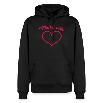 Made with love - Männer Premium Bio Hoodie - Schwarz - Vorne - Nico (187cm)
